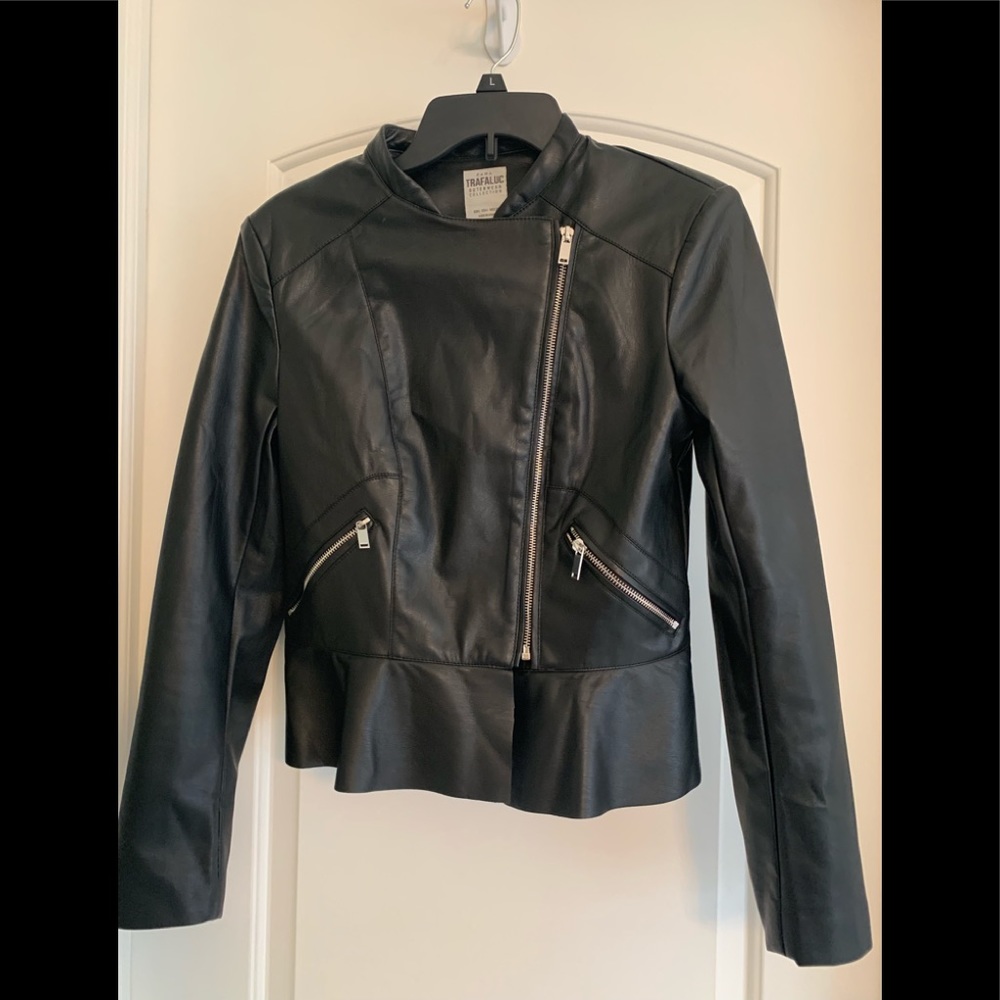 Zara faux leather peplum jacket size Large